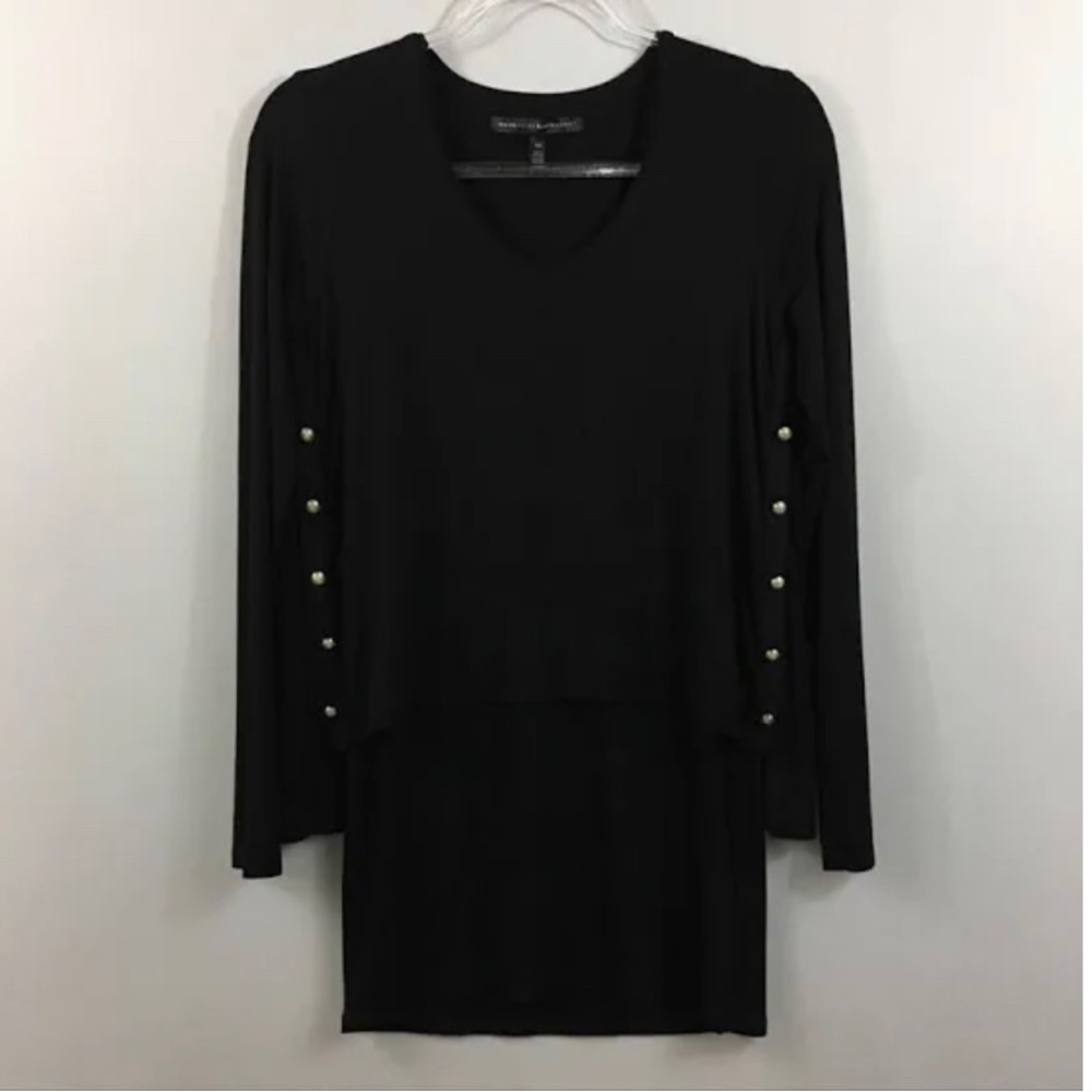 WHBM Black Double Layer Tunic with Buttons